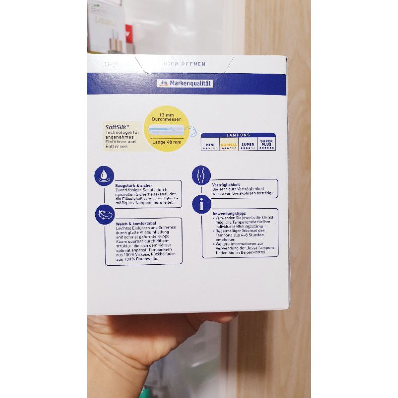 Băng vệ sinh tampon Jessa 3 giọt normal hộp 80 chiếc hàng Đức