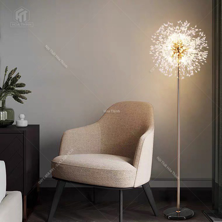 Đèn cây đứng Bồ Cồng Anh trang trí góc sofa, đầu giường ngủ hiện đại , pha lê cao cấp, bảo hành 2 năm