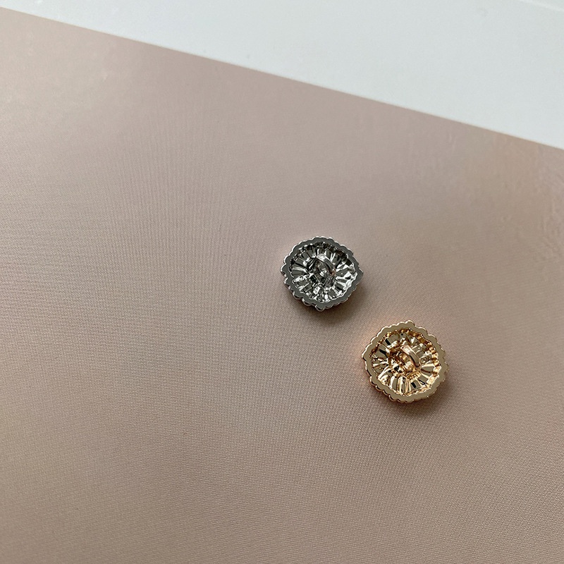 10 Khuy Măng Sét Kim Loại Hình Hoa Cúc Đính Hạt Giả Kim Cương