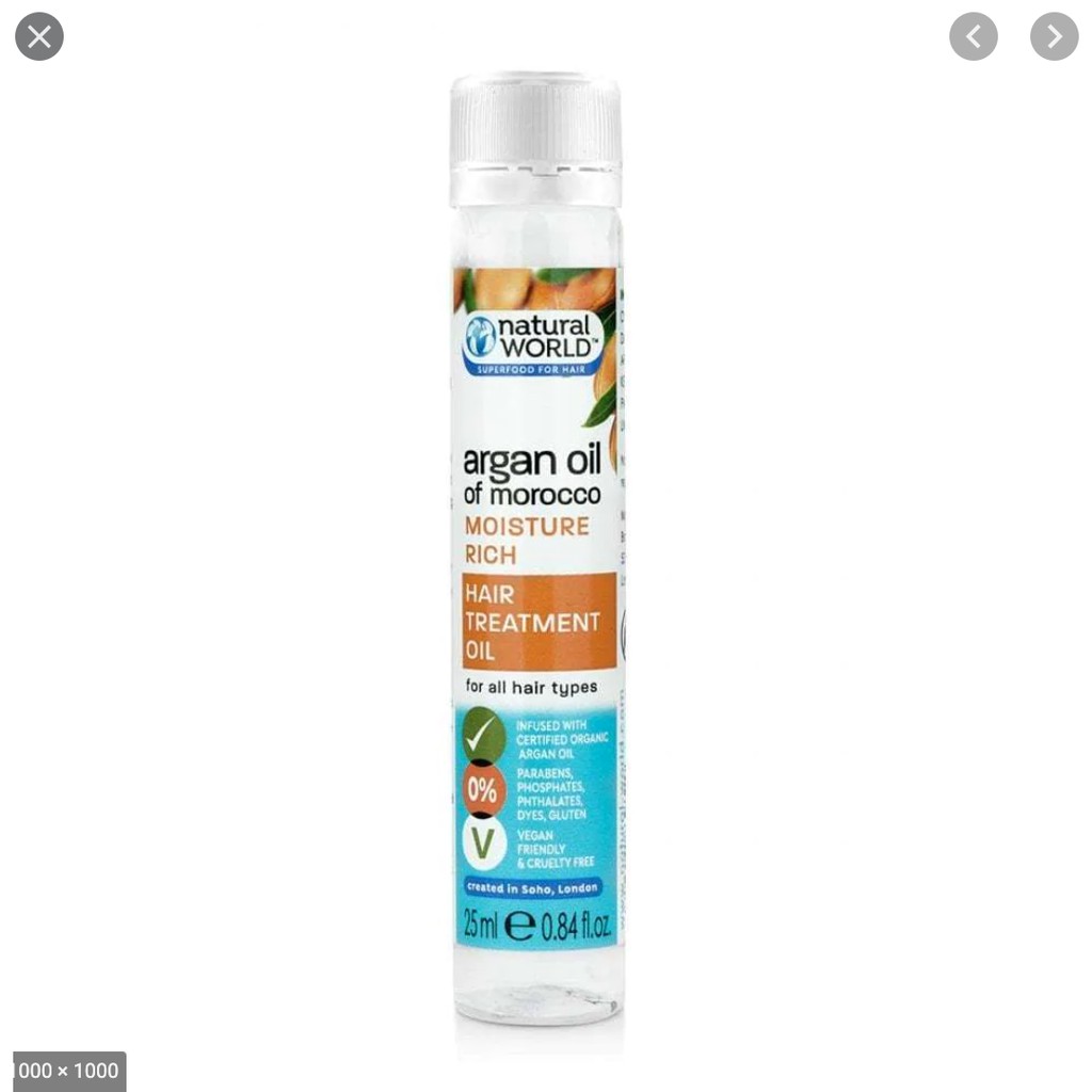 NATURAL WORLD - Tinh Dầu Dưỡng Tóc Argan Oil Moisture Rich Hair Treatment Oil