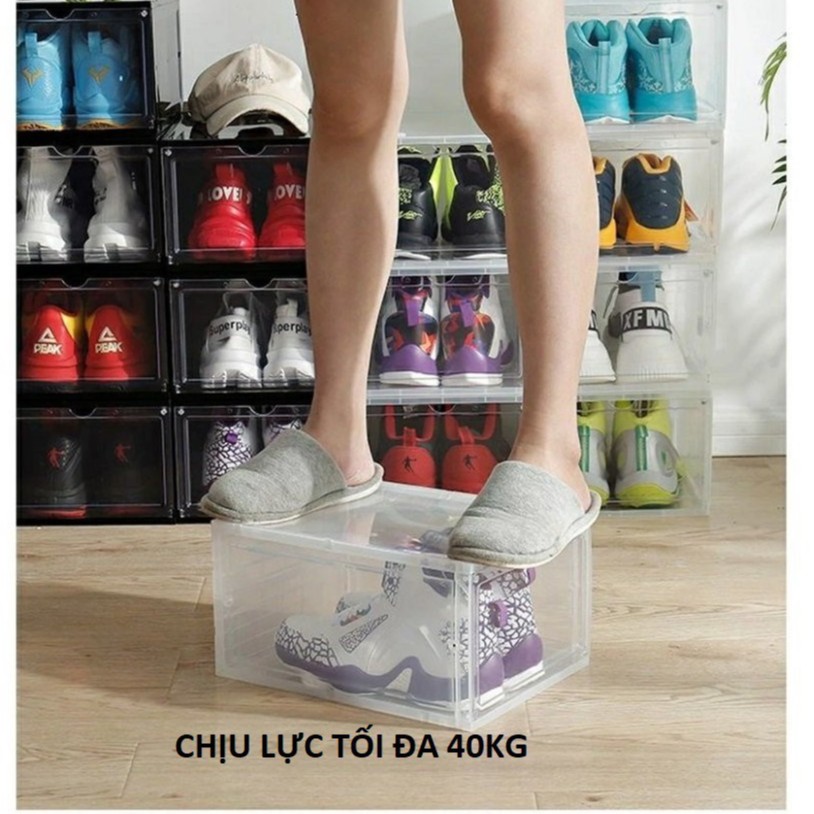 Hộp đựng giày LẮP GHÉP hộp để giày nhựa cứng trong suốt thông minh lắp ghép Việt Nhật size lớn Sneaker Box