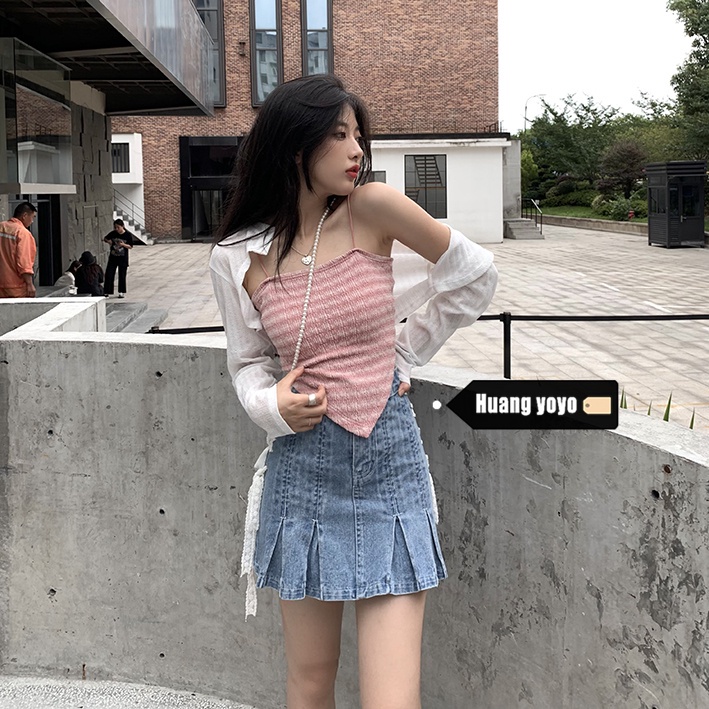 Áo hai dây và Áo thun dài tay phong cách Hàn Quốc sành điệu cho nữ (Có bán lẻ)