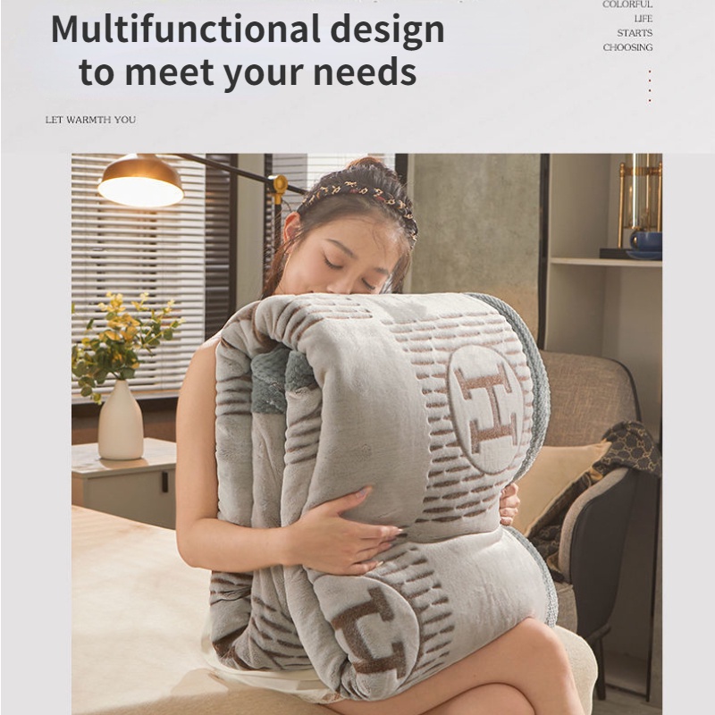 Chăn Lông Cừu Hai Mặt Dày Dặn Giữ Ấm