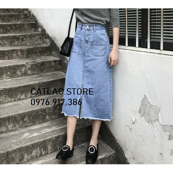(SẴN)Chân váy jeans- chân váy bò dáng dài hàng Quảng Châu | BigBuy360 - bigbuy360.vn