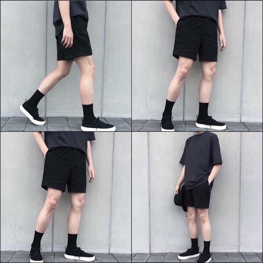 [Mã FAGREEN55 giảm 10% tối đa 30K đơn 99K] Quần short kaki đen hình thật form unisex