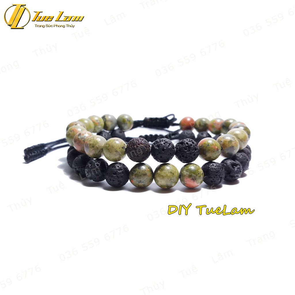Vòng tay đôi nam nữ gỗ hóa thạch xanh đen xinh xắn, may mắn, tình duyên - Tuệ Lâm