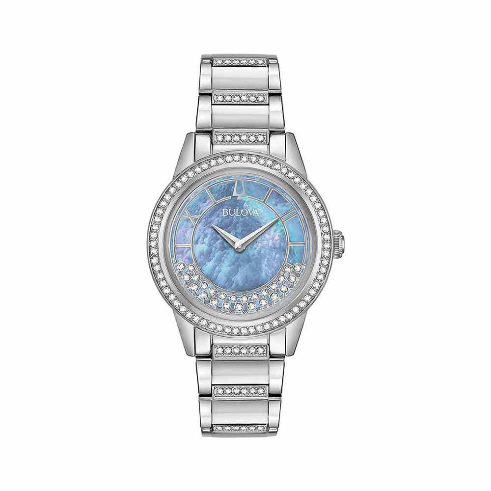 Đồng Hồ Nữ Bulova 96L260 Mặt Xà Cừ Đá Xoay 360 Độ