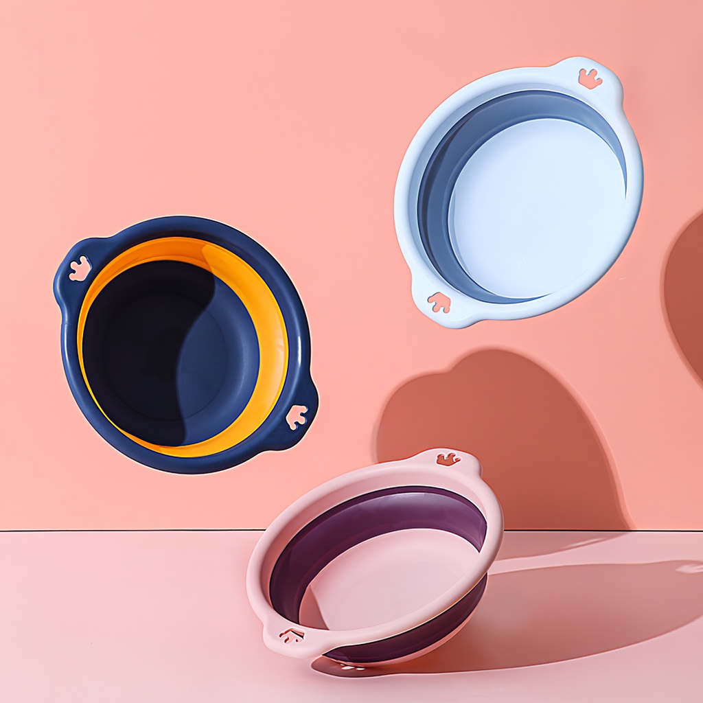 Foldable Washbasin with Handles Travel Basin with Hanging Holes Collapsible Portable Baby Basin for Home Camping