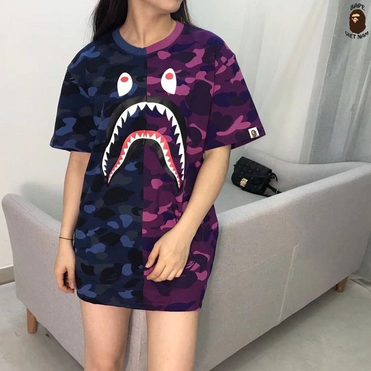 [Ảnh thật + FREESHIP] Tee Bape Shark Half Camo , Áo Thun Bape Cá Ngáo, Áo phông Bape Cá mập Bape chất Cotton VN