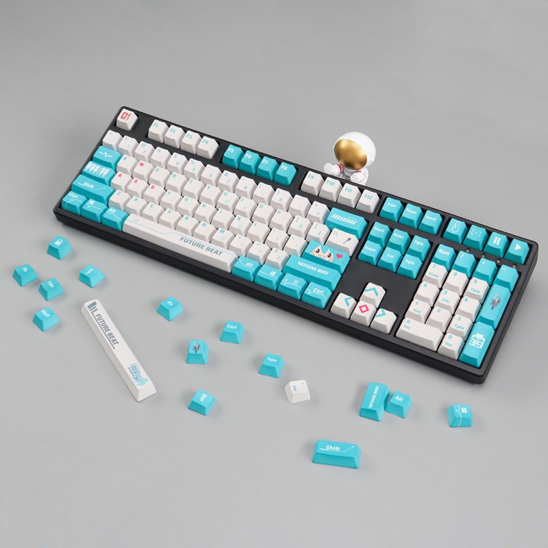 Keycap Hatsune Miku OEM Profile PBT Dye Sub bàn phím cơ bàn phím cơ 124 phím