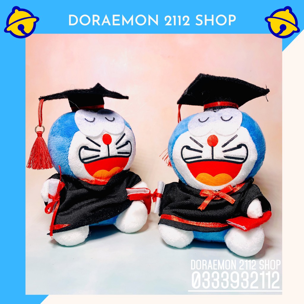 Móc khoá gấu bông tốt nghiệp Doraemon 15cm