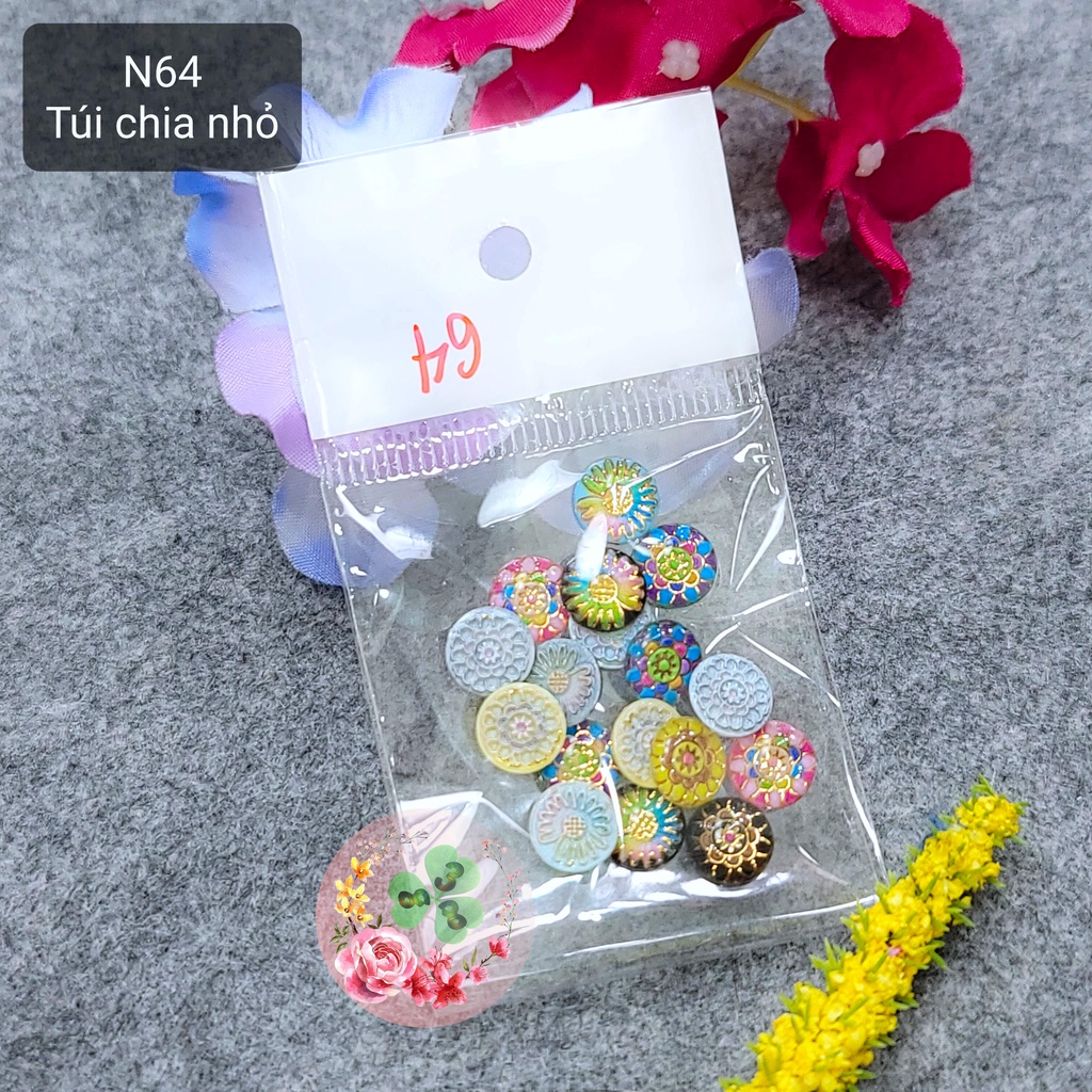 Mã N64 - Set phụ kiện "Hoa", chuẩn chất lượng, đính dán móng, siêu sang chảnh.