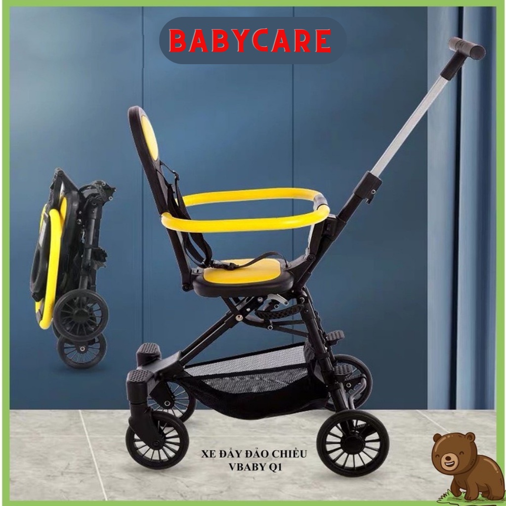 Xe đẩy đảo chiều gấp siêu gọn VBABY Q2, xe đẩy cho bé du lịch