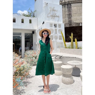 Đầm nút bọc TT linen Cói Design