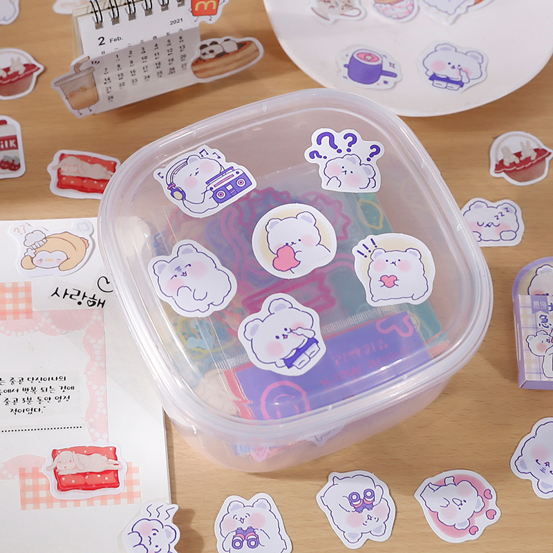 Set 45 Sticker Miếng Dán Trang Trí Nhật Ký Hình Động Vật Dễ Thương