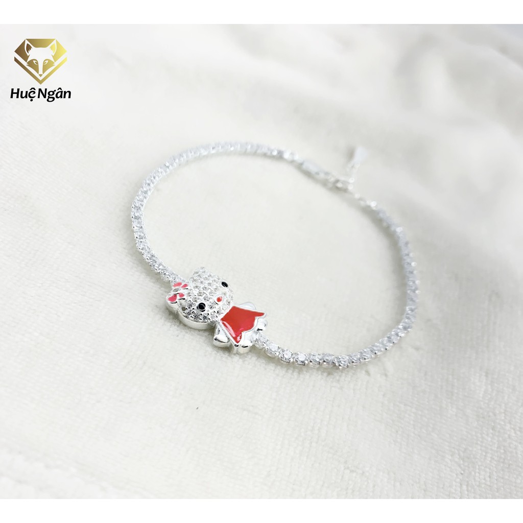 [Mã LT50 giảm 50k đơn 250k] Lắc tay bạc 925 Huệ Ngân - Mèo Kitty X2
