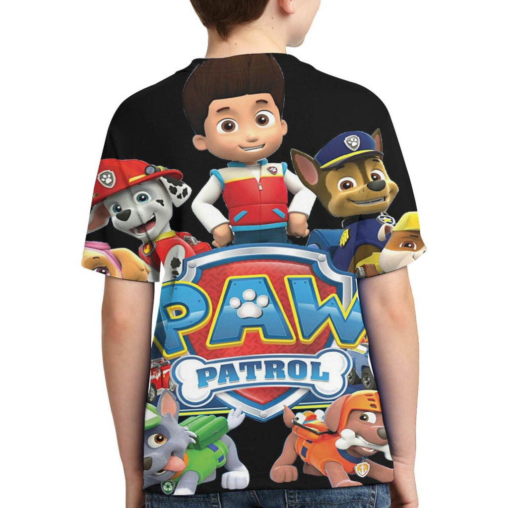 Paw Patrol Áo Thun Tay Ngắn Dáng Rộng In Hình Chú Chó Cứu Hộ 3d Dễ Thương Cho Bé