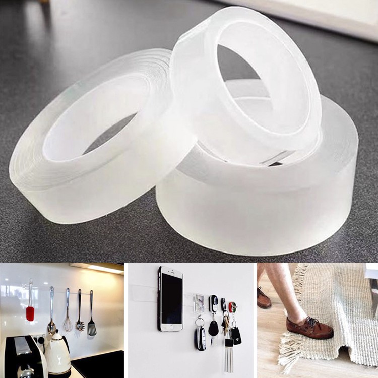 Cuộn băng keo 2 mặt NANO trong suốt TL001 , băng keo dán tranh gán gương treo tường siêu dính trên mọi bề mặt