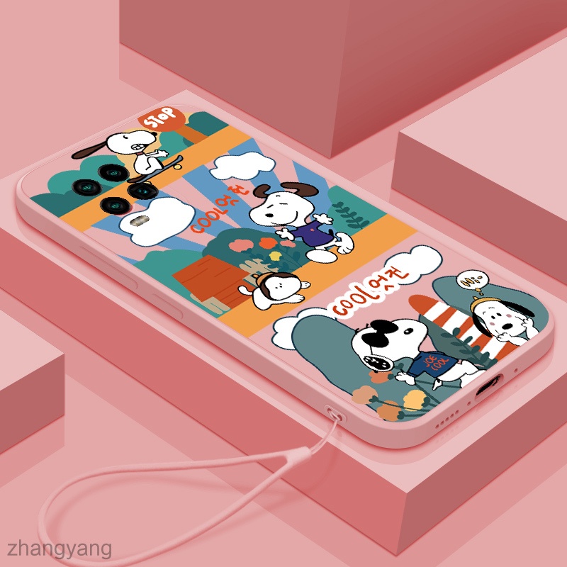 Ốp Điện Thoại Silicon In Hình Snoopy Có Dây Đeo Cho oppo a54 a55 a74 a94 a95