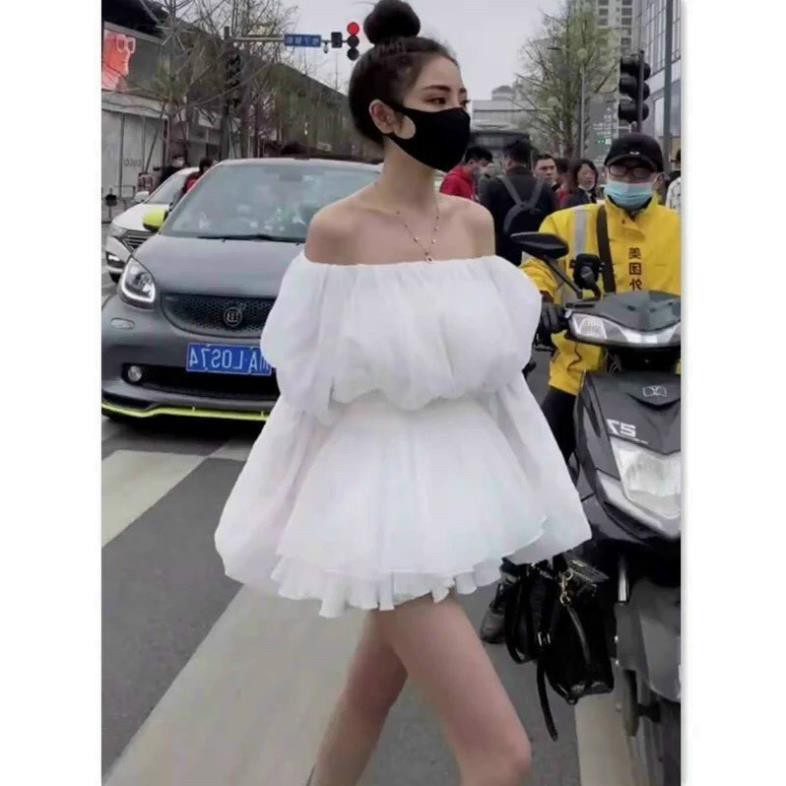 Set đồ nữ sang chảnh, set voan dài tay có lót chân váy xòe nhún eo mặc tôn dáng tone trắng tinh khôi Tây Thi Shop | BigBuy360 - bigbuy360.vn