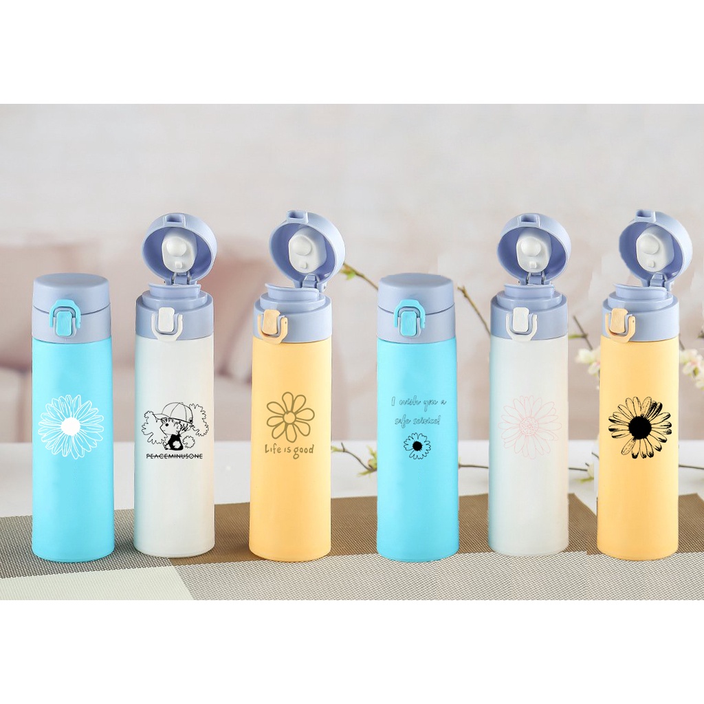 bình nước 2 lớp hoa cúc GD B2DC16 dễ thương cute  idol kpop hoạt hình 400-500ml