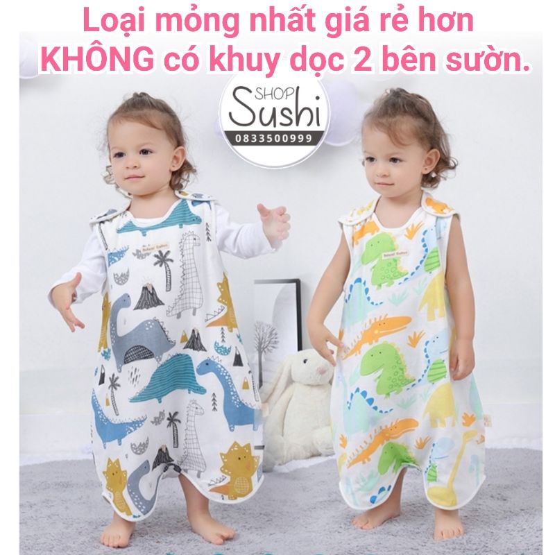 (FreeShip) Túi ngủ trẻ em Vải xô cotton hở tay, Áo ngủ cho bé