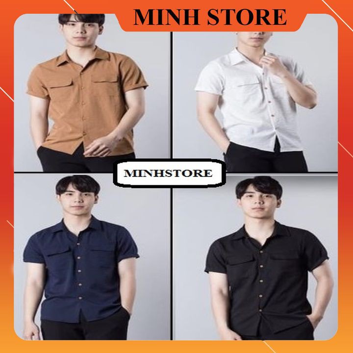 Áo Sơ Mi Đen, Áo Sơ Mi Trắng Cổ Vest ngắn tay form rộng unisex nam nữ vải lụa siêu mát lạnh - MS66 | BigBuy360 - bigbuy360.vn