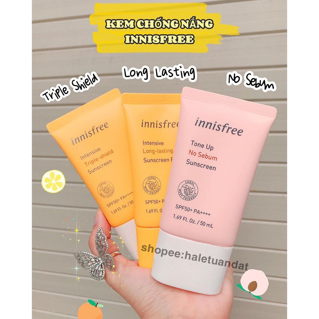 Kem chống nắng Innisfree No Sebum, Long Lasting, Triple Care, Mild, Triple-Shield 50ml fullsize