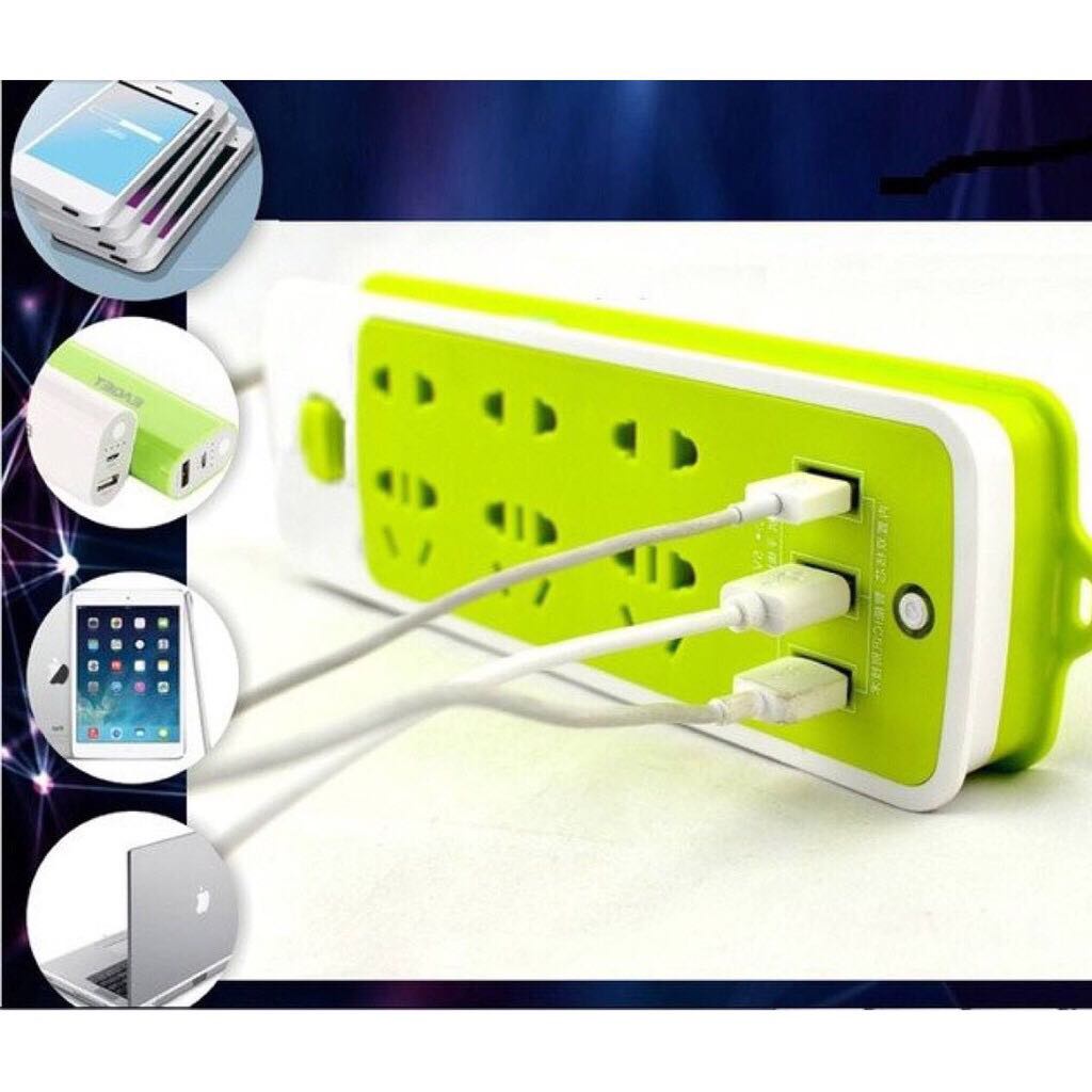 [HCM]Ổ Cắm Điện Đa Năng USB | Ổ Điện 6 Lỗ Và 3 Cổng Sạc USB | Ổ cắm điện đa năng