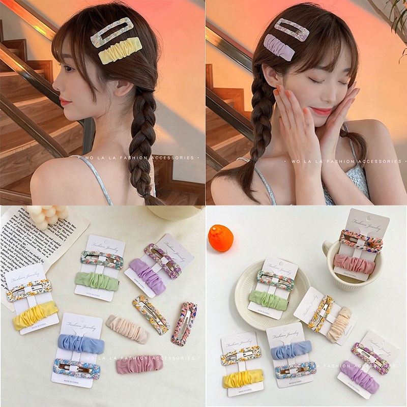 Kẹp Tóc Họa Tiết Hoa Màu Trơn Ngọt Ngào Thời Trang Mới 2021