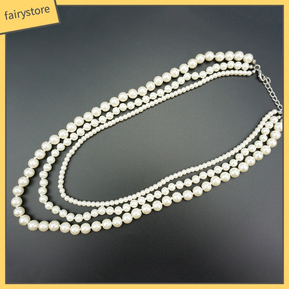 Dây chuyền nhiều lớp đính hạt ngọc trai nhân tạo kiểu dáng thời trang dành cho nữ