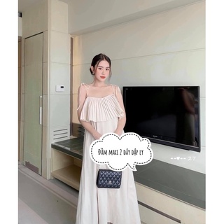 Đầm maxi hai dây dập ly đi biển