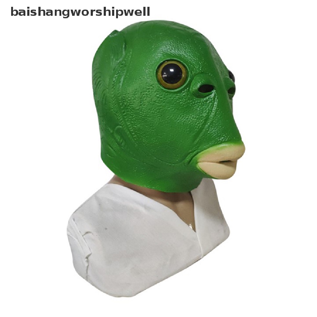Bavn Mặt Nạ Latex Hình Đầu Cá Xanh Lá Vui Nhộn Dùng Hóa Trang Tiệc Tùng Dành Cho Người Lớn