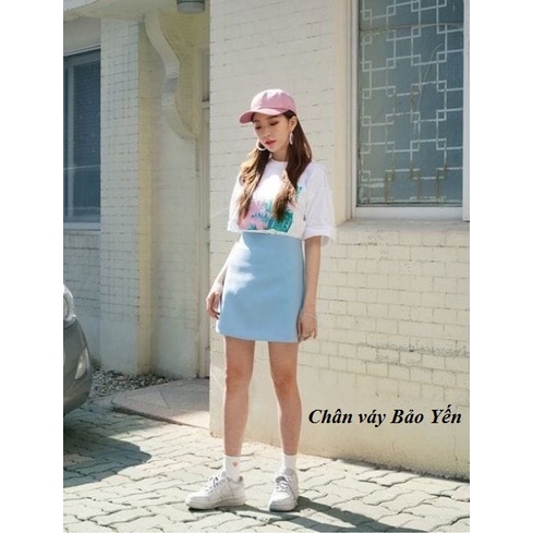 Chân váy chữ A ngắn màu xanh nơ xinh xắn( sẵn size) - M30A