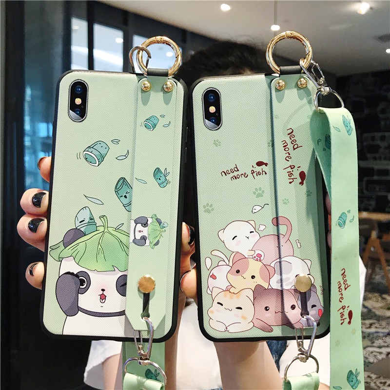 OPPO A9 Reno RenoZ A57 A39 A83 A59 F1S Panda dây đeo xiên treo dây buộc nữ điện thoại di động vỏ chống vỡ