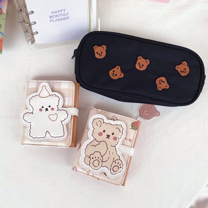 Ví Ngắn Chất Liệu Da Pu Họa Tiết Gấu Hoạt Hình Dễ Thương | BigBuy360 - bigbuy360.vn