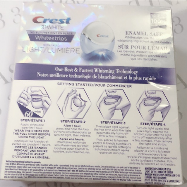 Full box 10 gói dán trắng răng Crest 3D White và 1 đèn chiếu