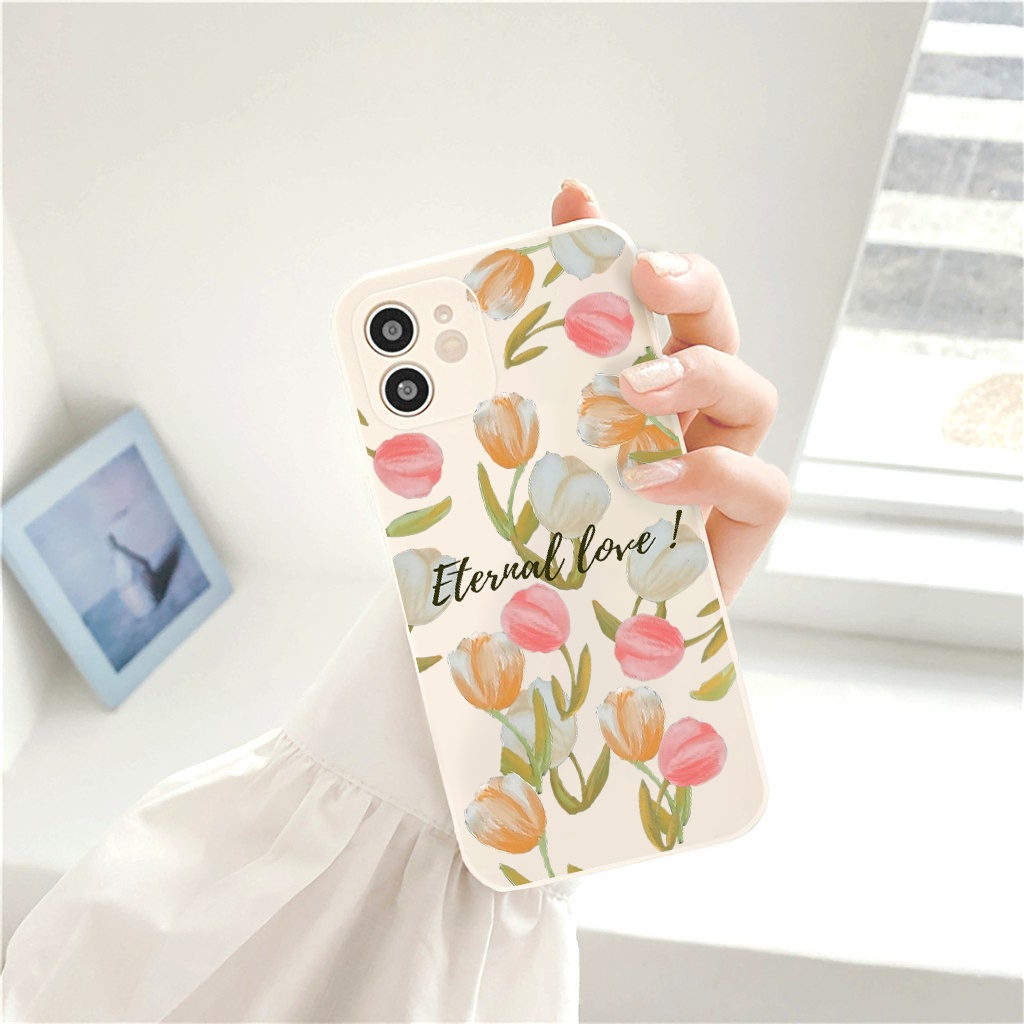 Ốp lưng iphone Hoa tình yêu cạnh vuông BVC cho ip 13promax 6 7plus x xr xsmax 11 11 promax 12 12pro max 13pro  e144