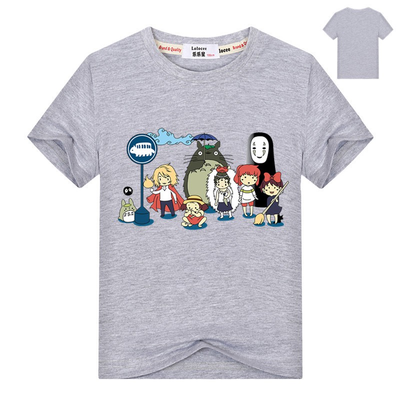 Áo thun anime Totoro-bé trai tay áo cotton ngắn-quần áo trẻ em hoạt hình my neighbor totoro