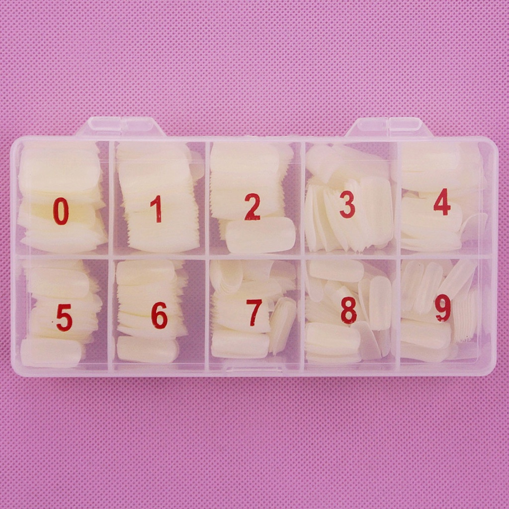 Hộp 500 Móng Tay Giả Đầu Tròn Trong Suốt Trọng Lượng Nhẹ Tự Nhiên Cho Nữ