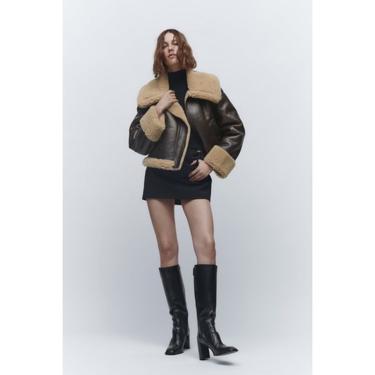 Order áo khoác auth tuồn ZARA của nữ Áo khoác dáng ngắn giả da biker