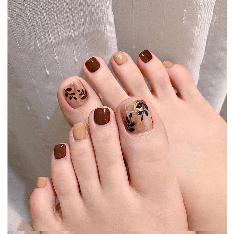Mẫu thiết kế móng úp chân xinh loại 24 móng. mẫu nailbox thiết kế tặng kèm dũa, keo, miếng dán