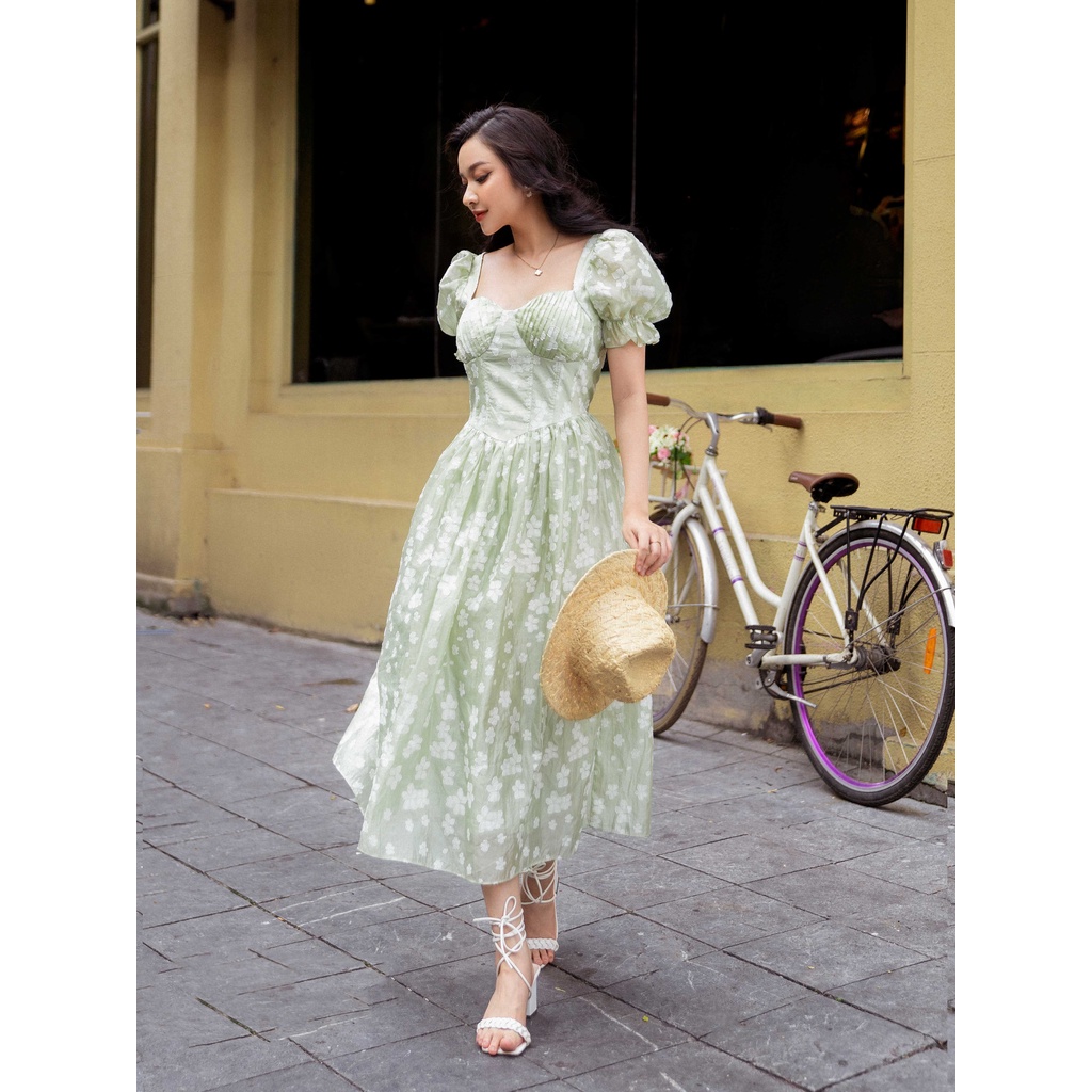 Váy maxi cúp ngực Chillgals xếp ly tay bồng VA-081