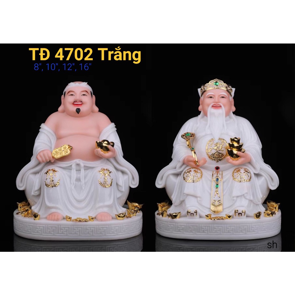 Cặp Thần Tài Thổ Địa Trắng - Tài Địa Bột Đá 10 in - 25cm (Nhiều Mẫu)