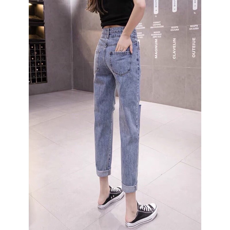 Quần bò baggy nữ quần jean baggy nữ quần jeans nữ cạp cao 3 size S M L hót 2021 | WebRaoVat - webraovat.net.vn