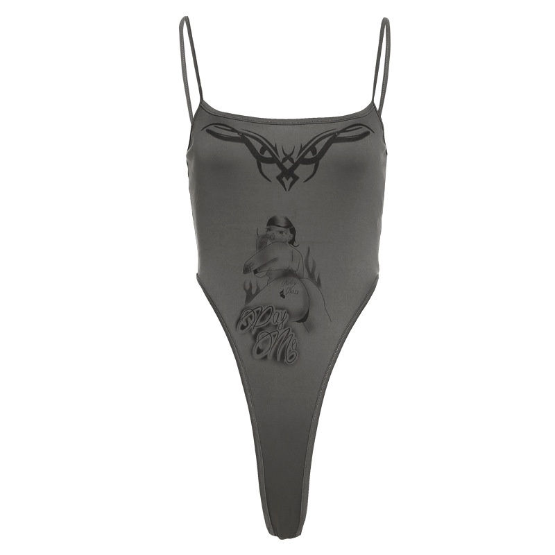 DUNEA Bộ Áo Liền Quần Hở Lưng In Họa Tiết Thời Trang Cho Nữ