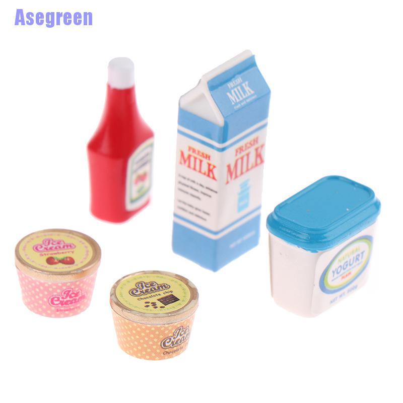 Bộ 5 Mô Hình Sữa Chua mini Xinh Xắn Dành Cho Búp Bê
