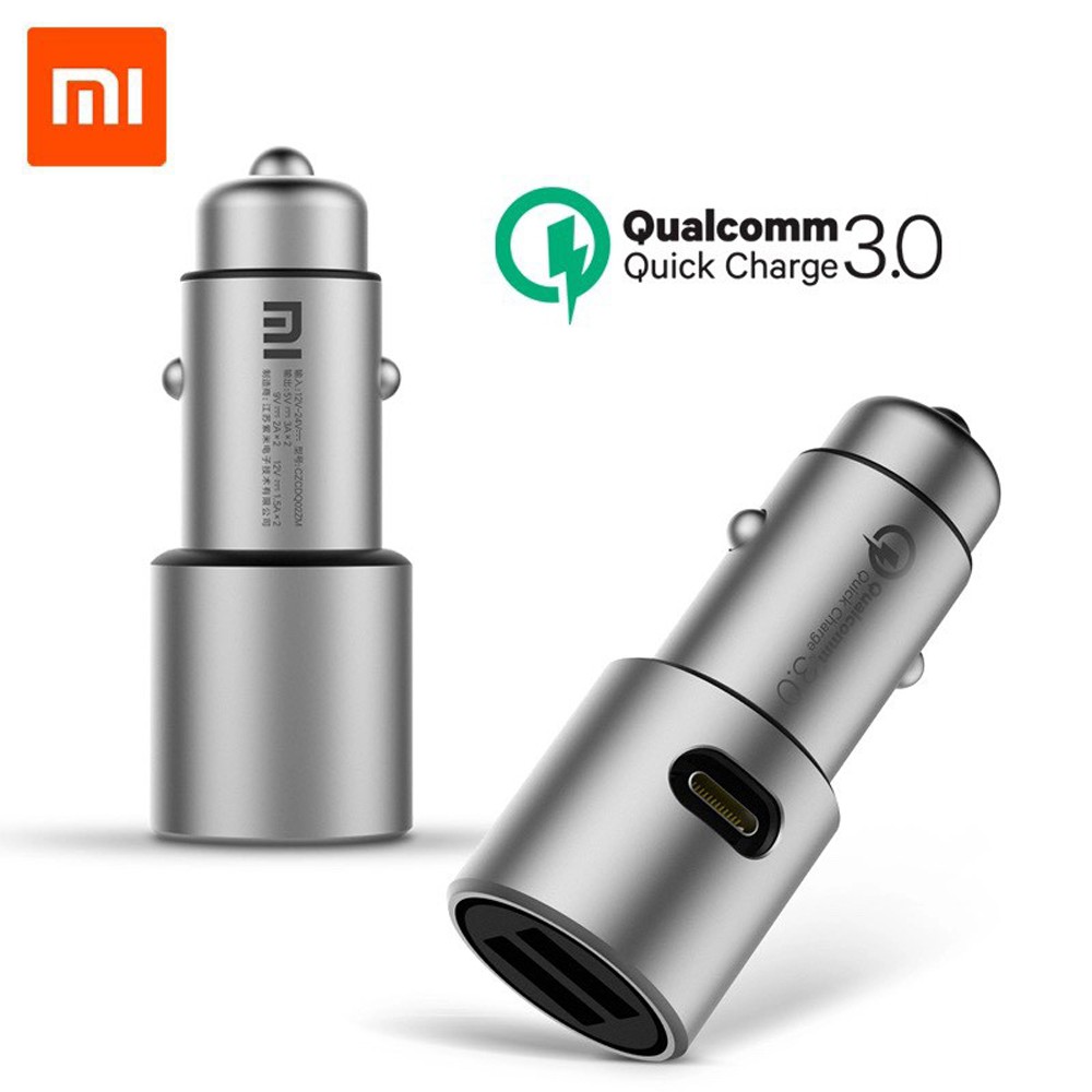 Tẩu Sạc Nhanh Trên Ô Tô 2 Cổng USB Xiaomi Quick Charger 3.0 Typec | Bảo Hành 12 Tháng