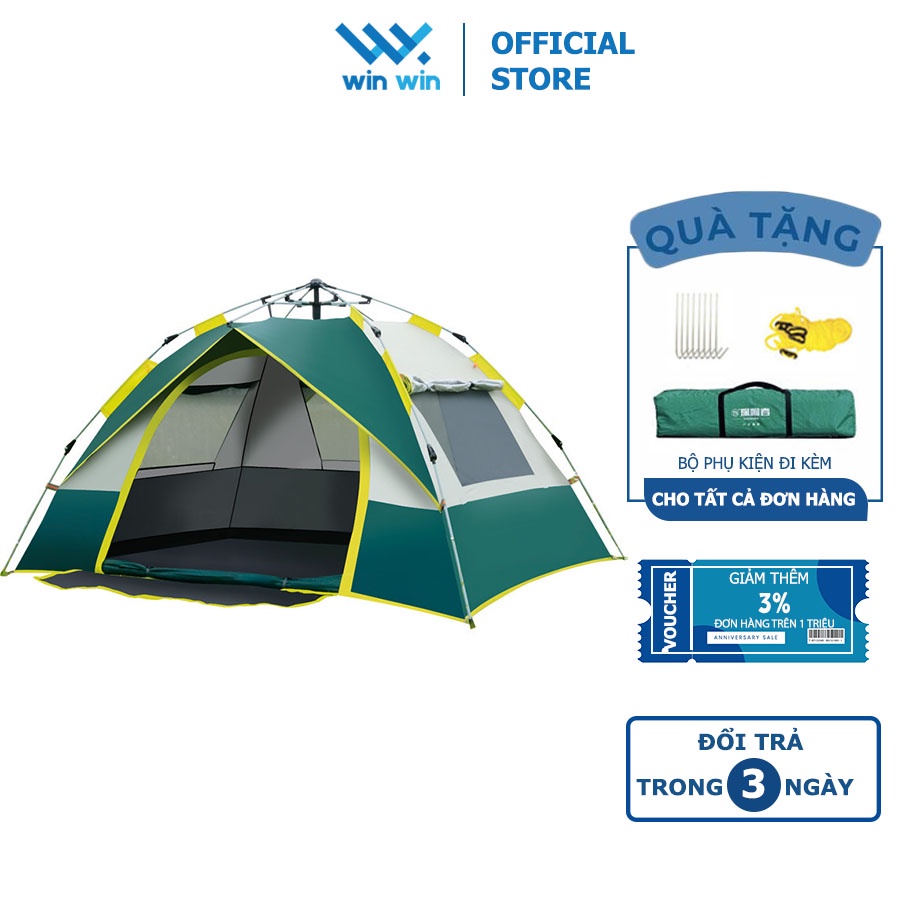 Lều Cắm Trại Lều Dã Ngoại Tự Bung - Lều Du Lịch 2 lớp chống nước, chống tia UV, cỡ lớn dành cho 4-6 người [210x200x135]