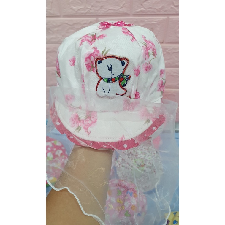 Mũ kèm khăn voan bé gái sơ sinh mẫu công chúa